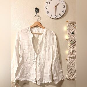 Chic White Linen Blouse for Women